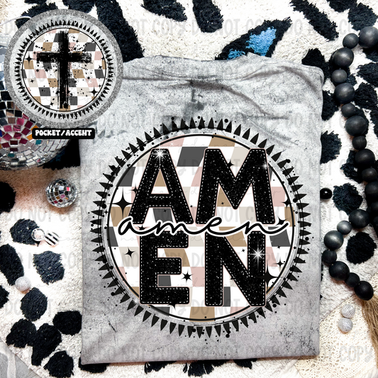 Amen Checkered Circle Set - PNG