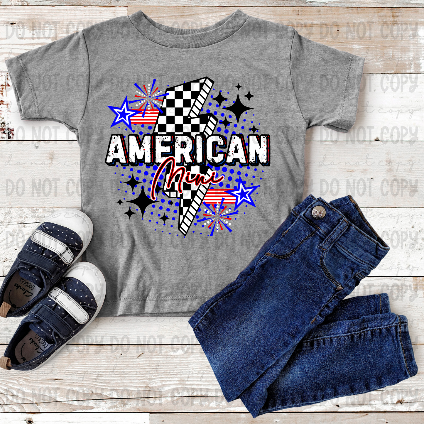 American Mini Checkered Bolt Red Script - PNG