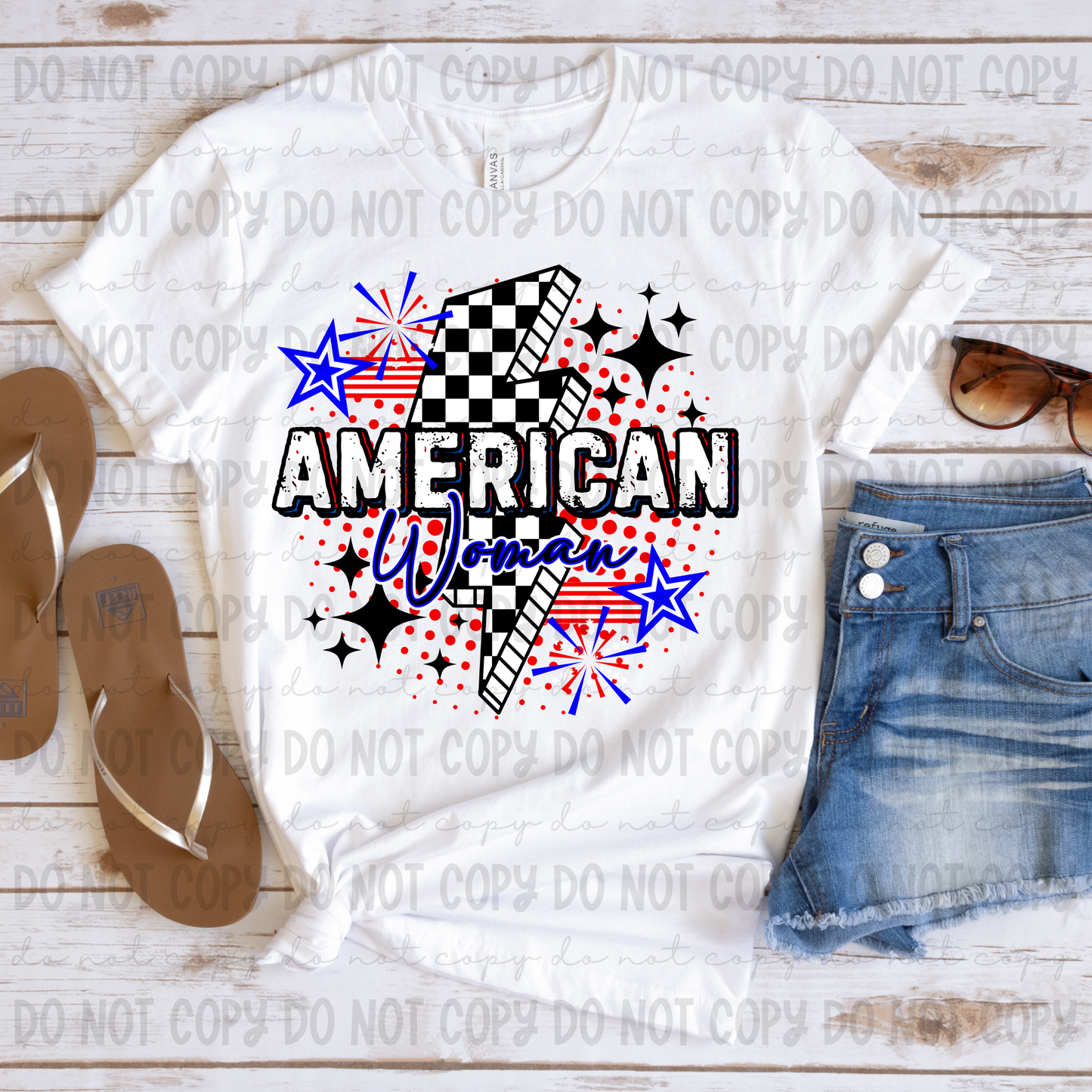 American Mama Woman Bolt Blue Script - PNG