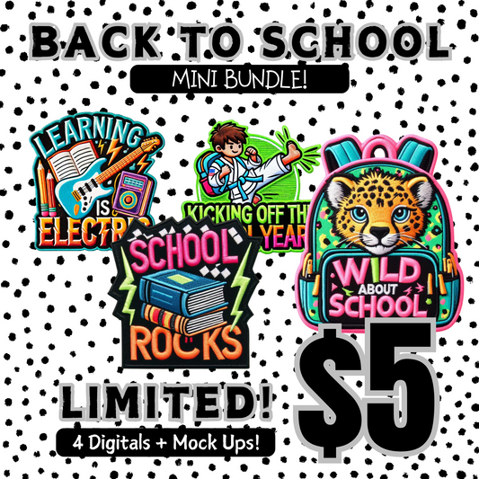 Faux Embroidery Back To School Mini Bundle - PNG Downloads - LIMITED EDITION will not restock!