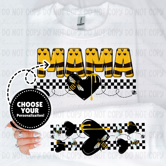 Bee Checkered Heart - Customize Yours - PNG