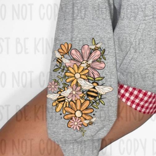 Bee Floral Sleeve Digital - PNG