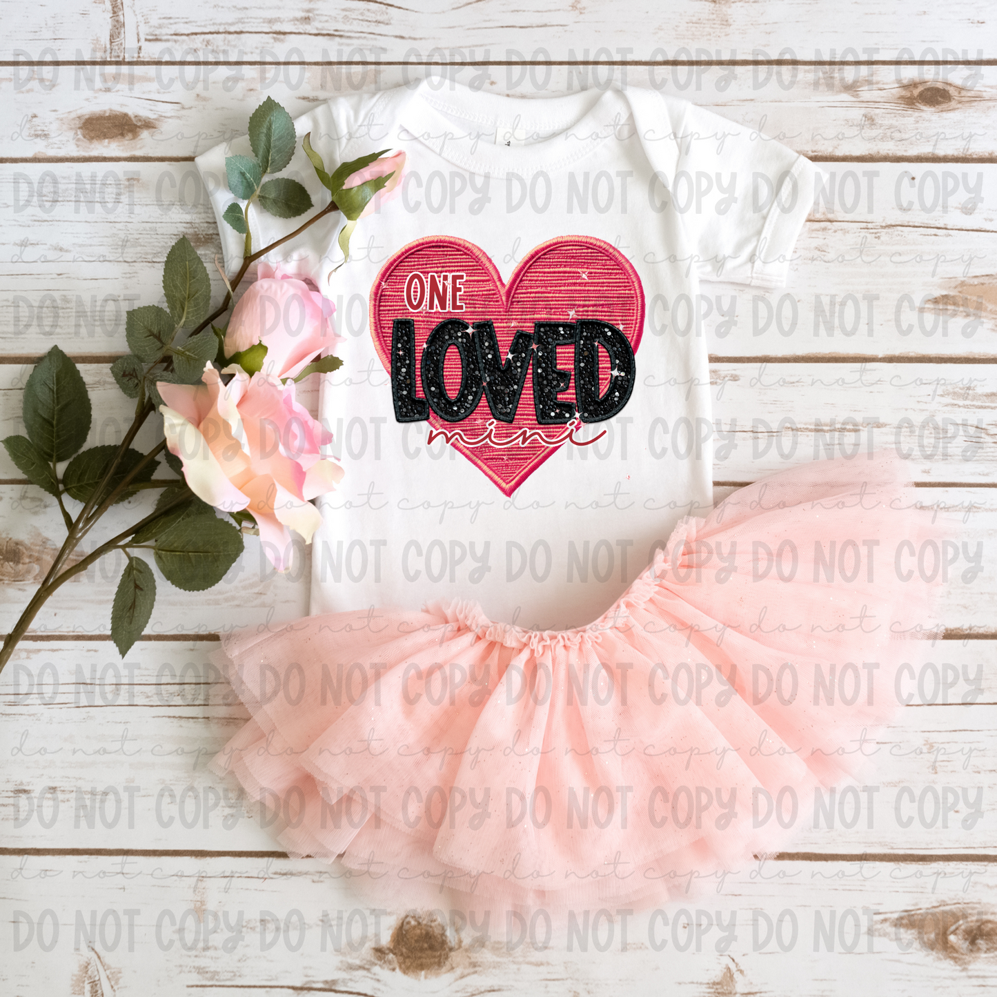 One Loved Mini Sequin Embroidery Heart - PNG