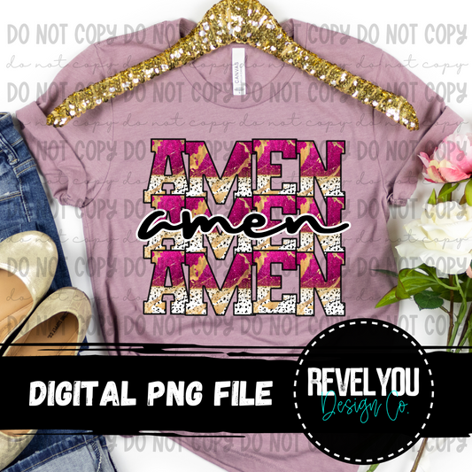 Pink Glitter Gold Marble Dalmatian Amen Stack - PNG