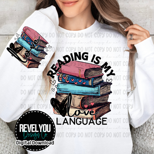 Reading Is My Love Language  - PNG Set - Sleeve Design Included!