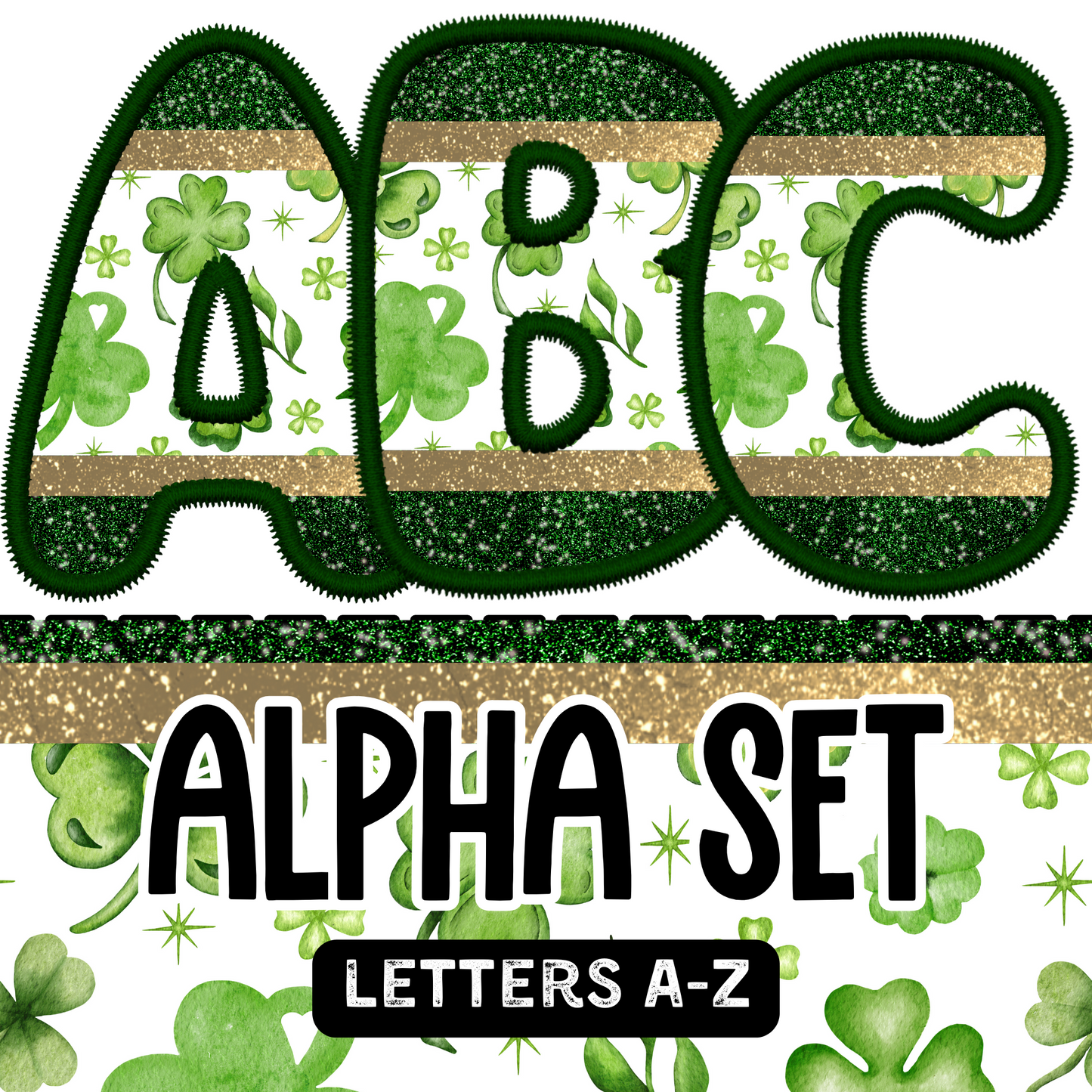 Bubble Embroidery Alpha - Shamrock Gold Glitter