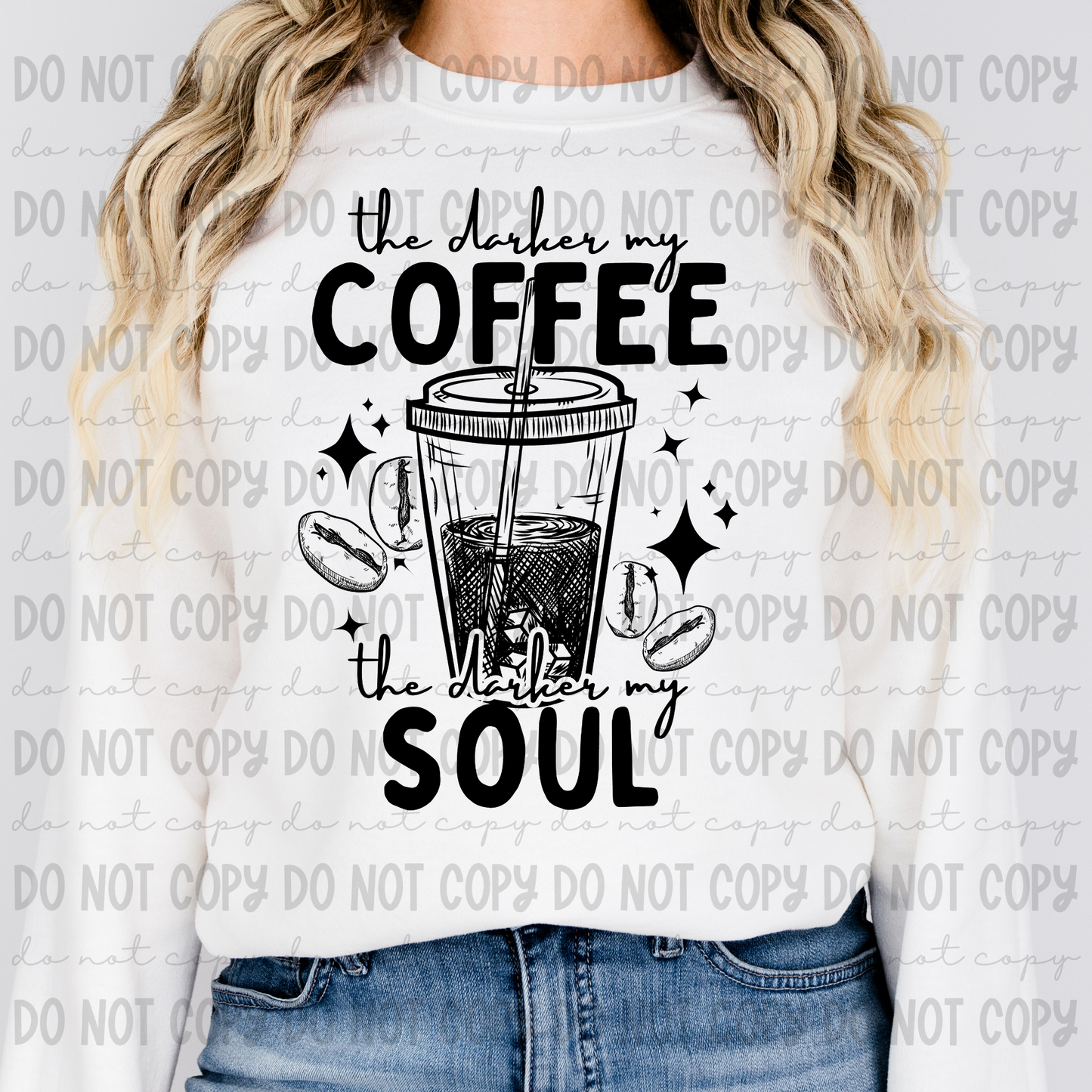 Darker My Soul Iced Coffee B/W Set - PNG