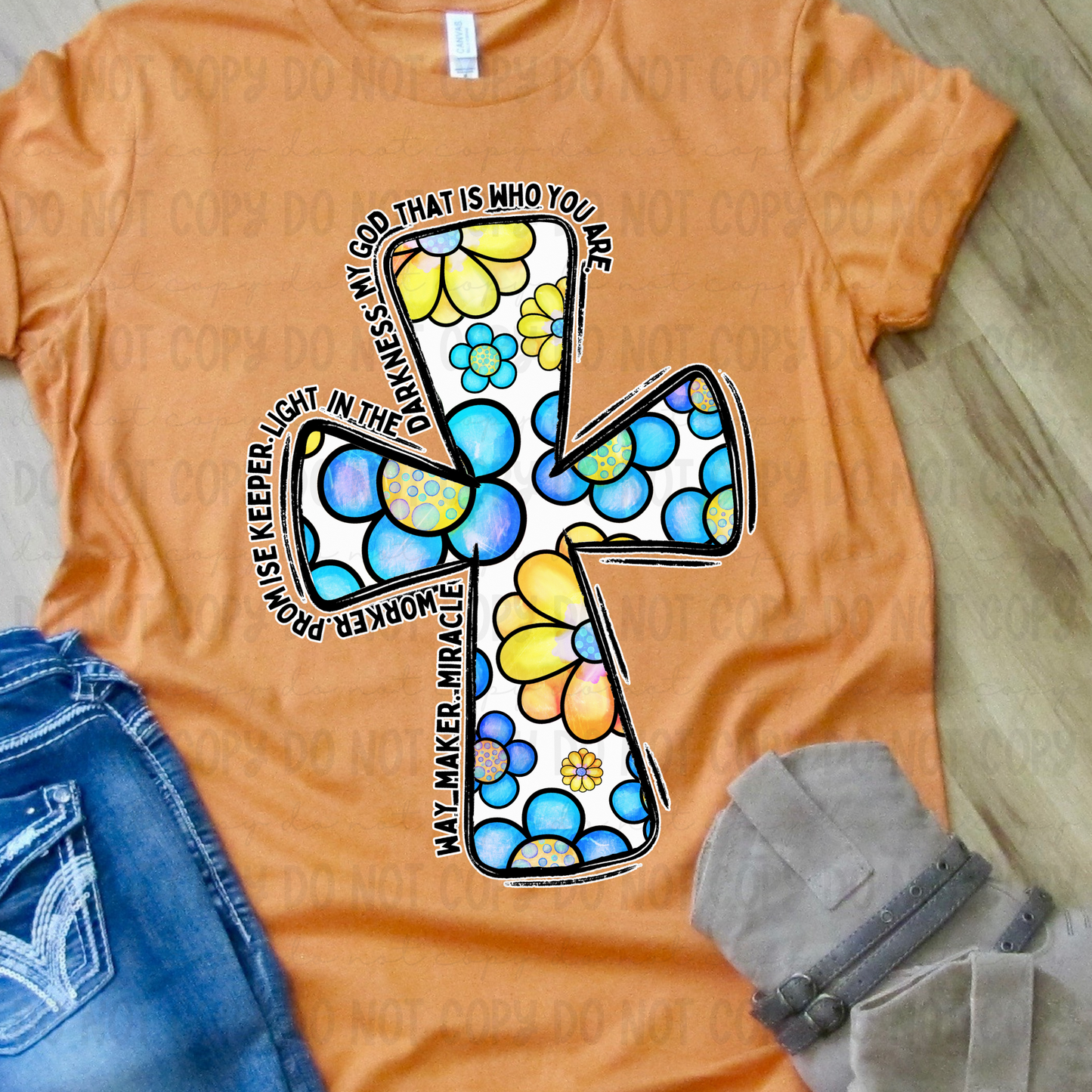 Way Maker Floral Cross - PNG